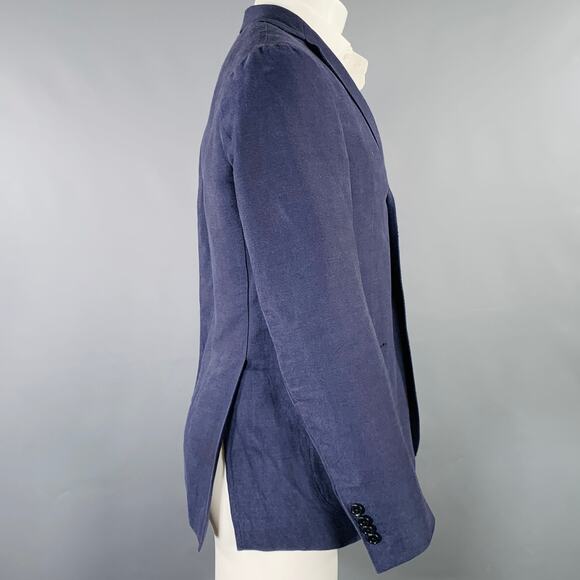 E. FORMICOLA Size 38 Blue Linen Cotton Single Breasted Jacket - Picture 2 of 6